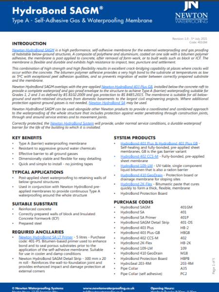 HydroBond SAGM Technical Data Sheet