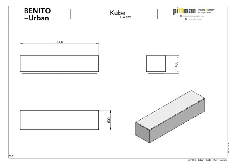 Benito Kube Concrete Bench - Drawings