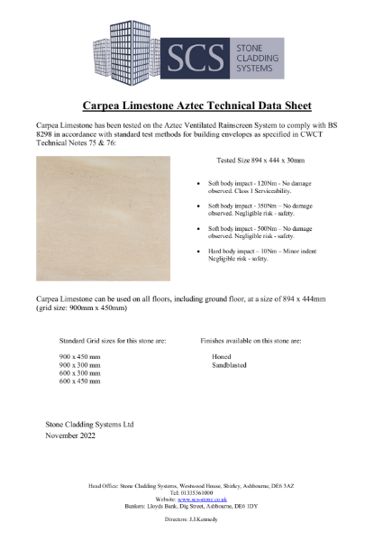 Carpea Limestone Technical Data Sheet