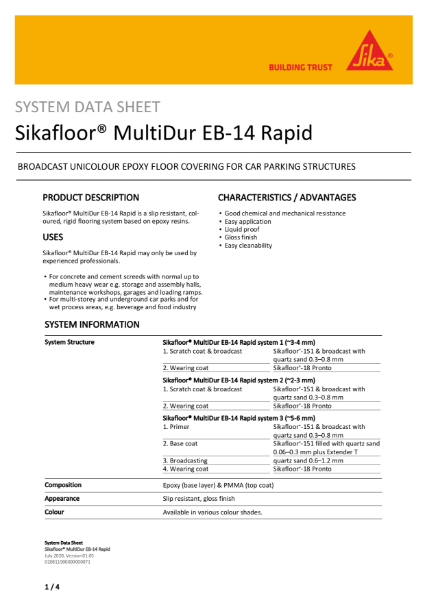 System Data Sheet - Sikafloor MultiDur EB-14 Rapid