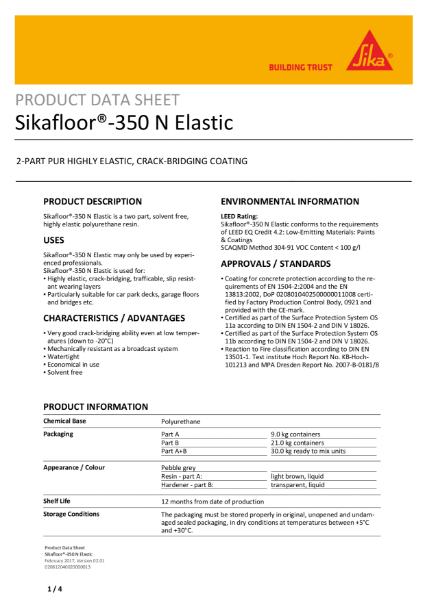 Sikafloor 350 N Elastic crack-bridging coating