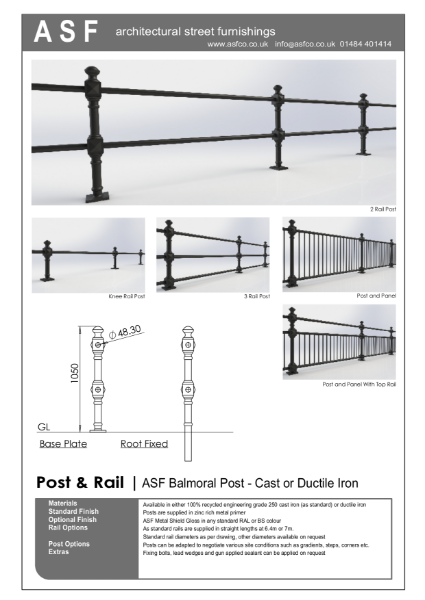 ASF Balmoral Recycled Cast Iron Post and Rail / Panel