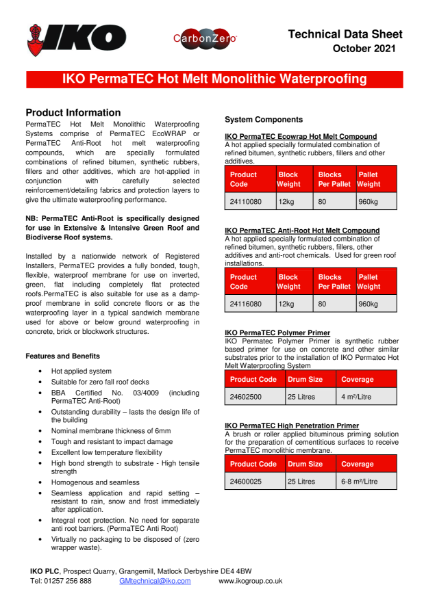 Technical Data Sheet (TDS) - IKO Permatec