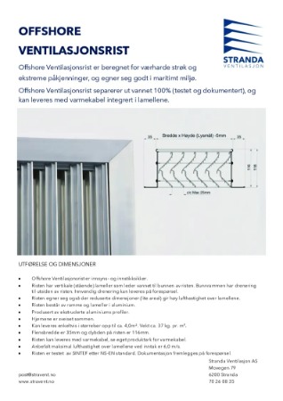 Offshore Ventilasjonsrist produktark