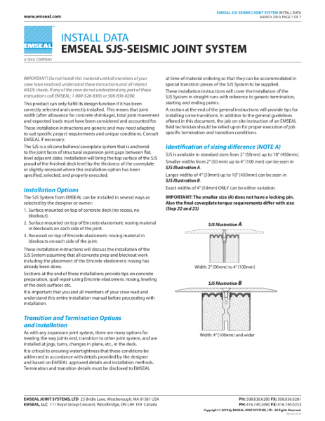 Emseal SJS System Installation Guide