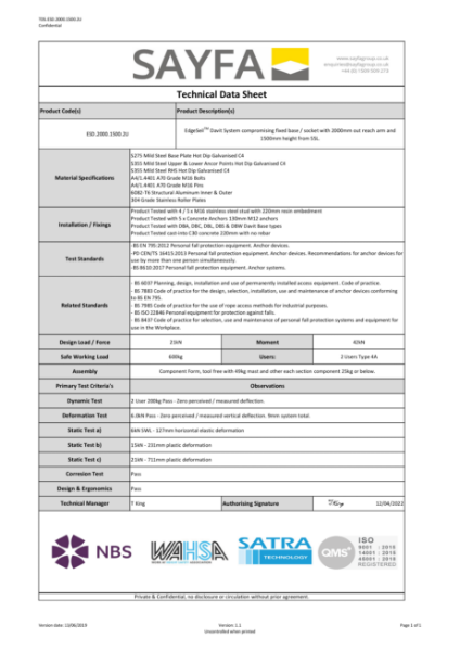 Technical Data Sheet- ESD.2000.2500.2U