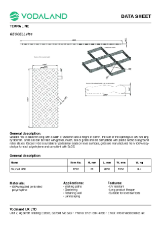 Geocell H50 data sheet