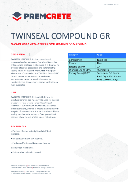 TWINSEAL COMPOUND GR TECHNICAL DATA SHEET