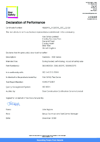 Kee Gate® Declaration of Performance (DoP)