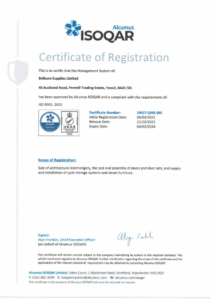 ISOQAR Certificate of Registration ISO 9001 : 2015