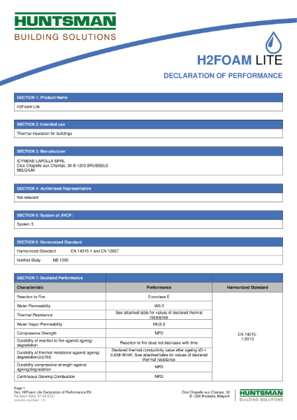 H2Foam Lite - Declaration of Performance