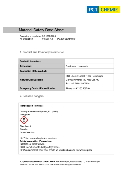 MSDS Qualimeter