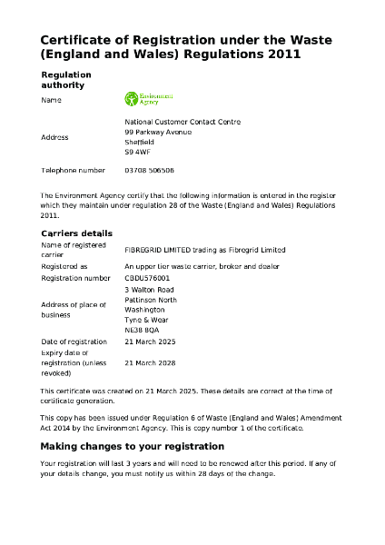 Waste Carriers Licence 