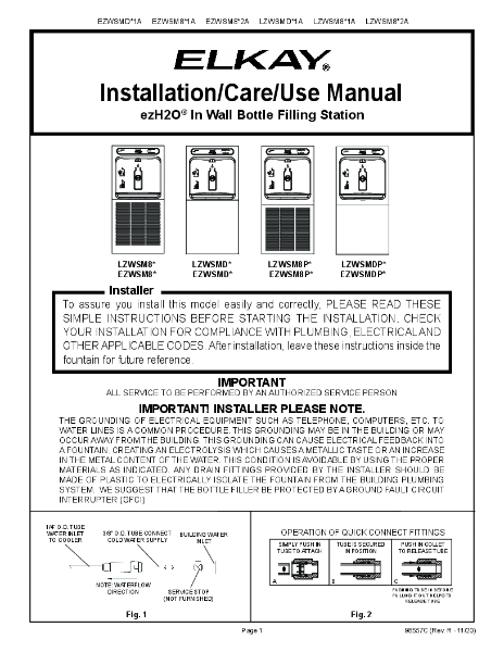 EZH2O® - Installation / Care / Use Manual