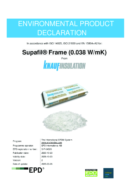 Knauf Insulation Supafil® Frame (0.038 W/mK) EPD - EN - UK&I