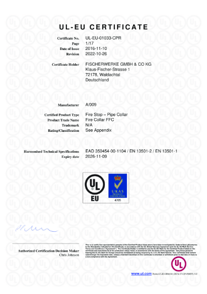 UL-EU Certificate UL-EU-01033-CPR