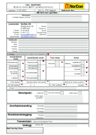 FDV-rapport - NTech produkter