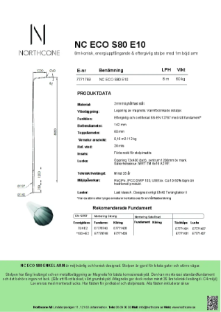 NC ECO S80 E10 70HE3 - Produktblad