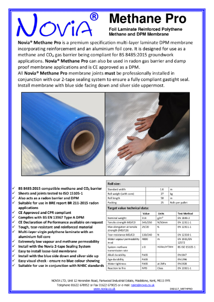 Novia Methane Pro Datasheet Jan17