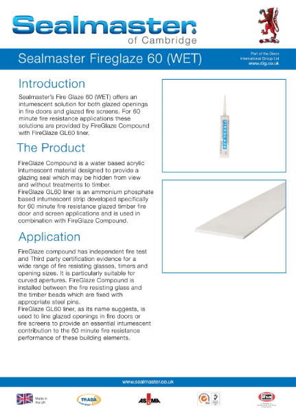 Sealmaster FireGlaze 60 (WET) Technical Data Sheet