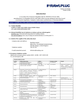 R-KEM-II, R-KEM-II-W, R-KEM-II-Grey, R-KEM-II-Stone : Safety Data Sheet (SDS)
