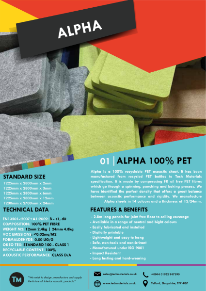Polyester Acoustic Panels - Alpha Brochure - PET Panels