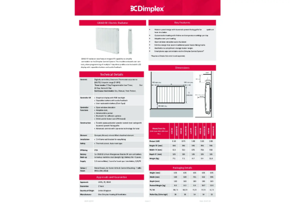 Q-Rad RF Electric Radiator Spec Sheet
