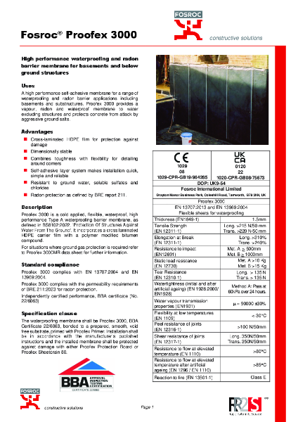 Fosroc Proofex 3000 Technical Data Sheet