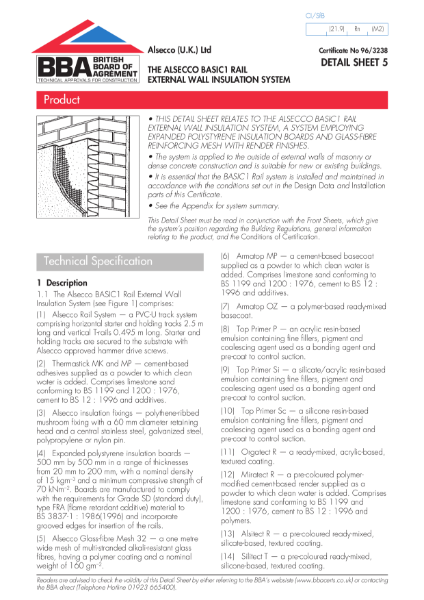 AG963238_5D ALSECCO BASIC1 RAIL EXTERNAL WALL INSULATION SYSTEM