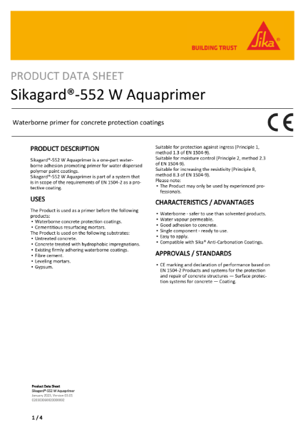 Sikagard®-552 W Aquaprimer - Product  Data Sheet