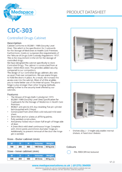 CDC-303 - Controlled Drugs Cabinet