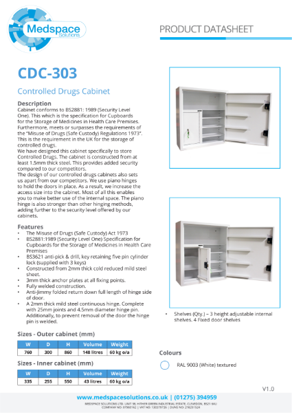 CDC-303 - Controlled Drugs Cabinet | NBS Source