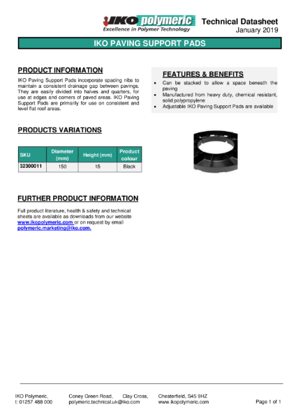 IKO Paving Support Pads Datasheet 2019