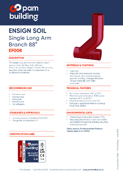 EF008 - Single Long Arm Branch x 88°