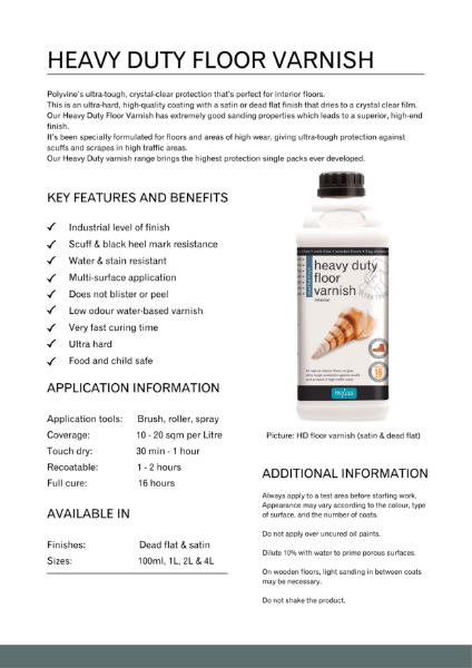 Heavy Duty Floor Varnish Product Data Sheet