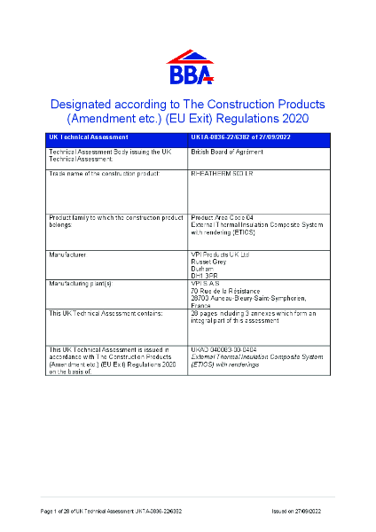 UKTA - RHEATHERM 600 LR - MW (Mineral Wool)