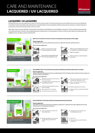 Care Maintenance UV Oil Waxed Floor /UV Lacquered Floor