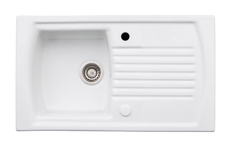 Milford Single Bowl Sink in White Ceramic