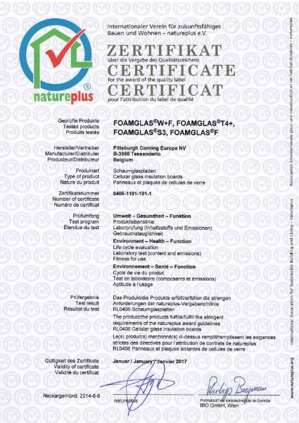 NATUREPLUS certificate FG