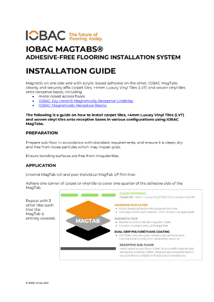 IOBAC MagTabs I Adhesive-Free Installation Guide