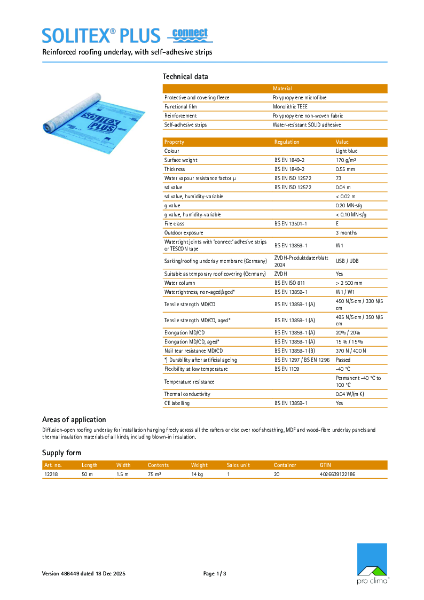 Solitex Plus Connect Technical Datasheet