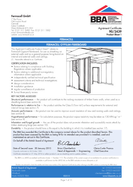 BBA Agrément Certificate