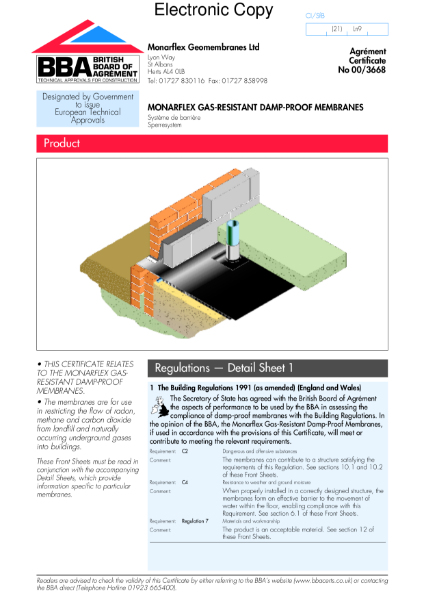 00/3668 Monarflex gas-resistant damp-proof membranes