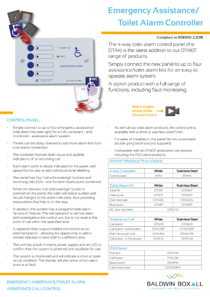 DTA4 toilet alarm controller