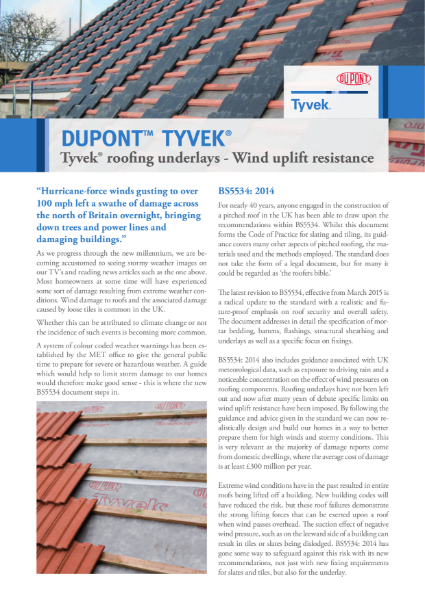 Tyvek underlays - BS5534 2015