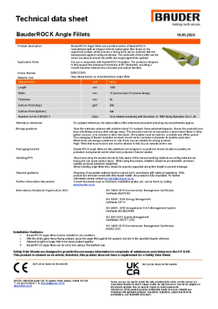 BauderROCK Angle Fillets - Technical Data Sheet