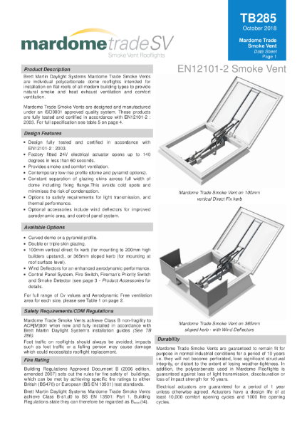 Smoke Vent System Rooflight - Mardome AOV Automatic Smoke Ventilation