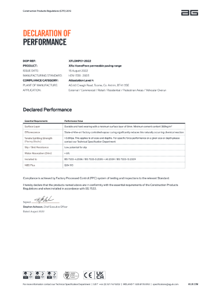 Xflo HomePave - Declaration of Performance