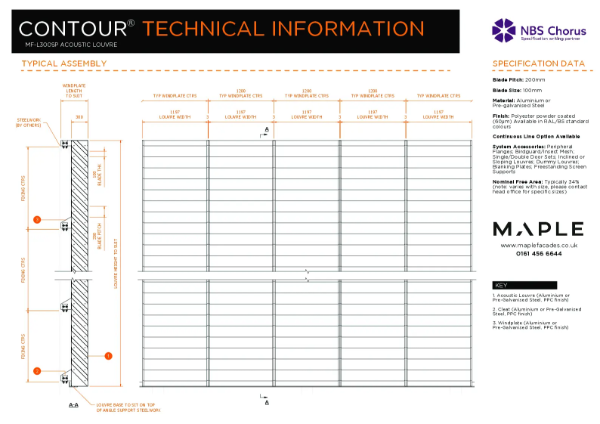 Maple Facades Contour® MF-L300SP Acoustic Louvre Datasheet 2026