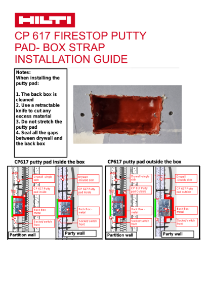 Hilti CP 617 Firestop Putty-Pad - Installation Guide